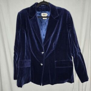 Vintage WWS Niedieck Brillant-Velvet Blue Blazer Size 40 Lined Classic Luxury